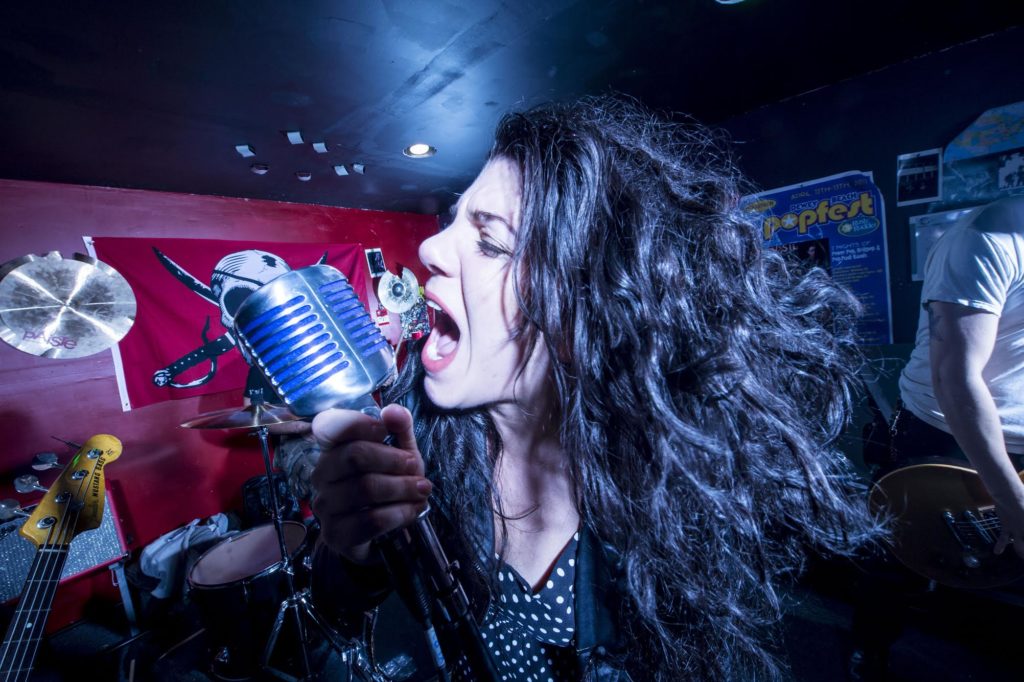 Midnight Mob  frontwoman Blackey during a rehearsal session in their basement studio in Syosset, Monday Dec. 7, 2015.
